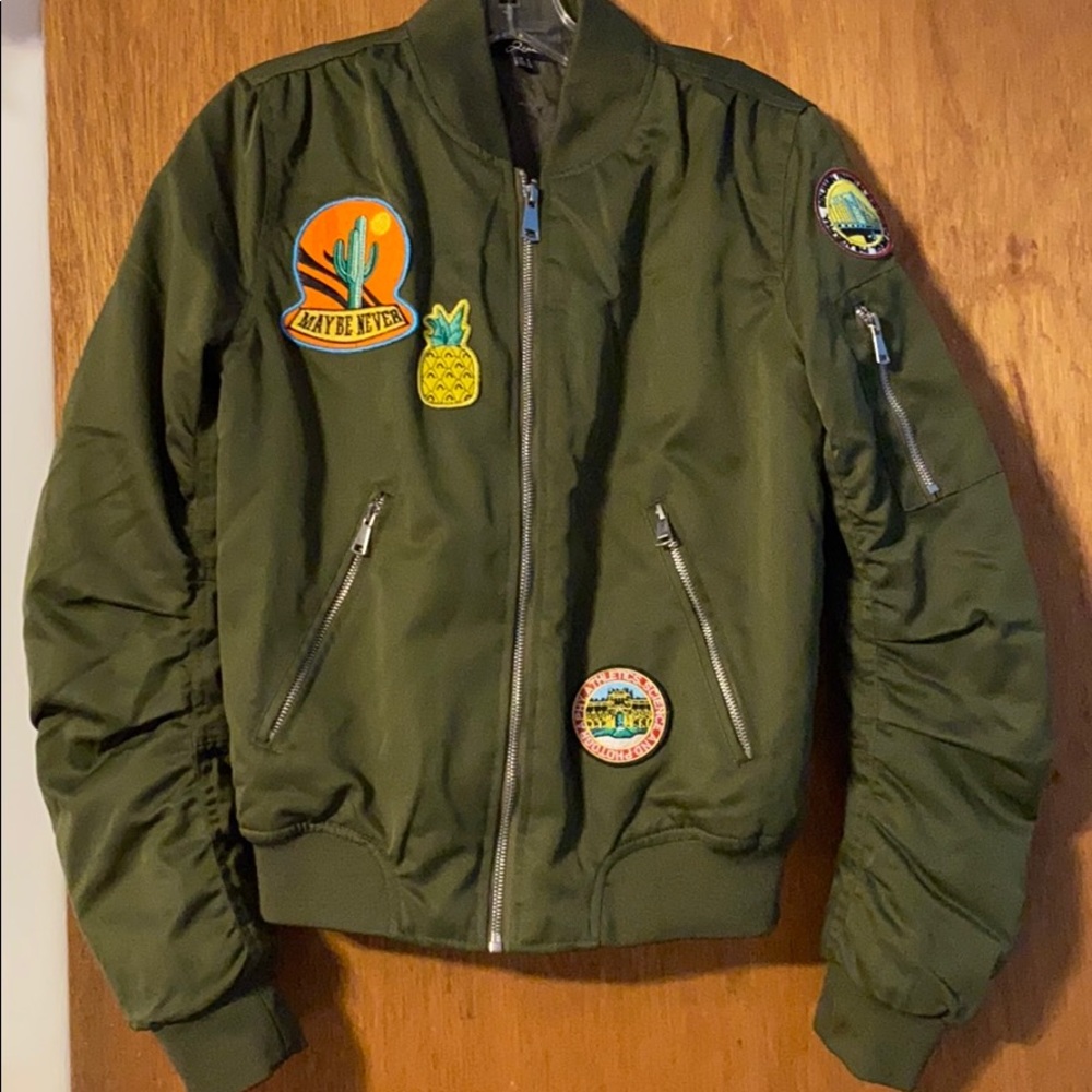 Army green size small zip up jacket with